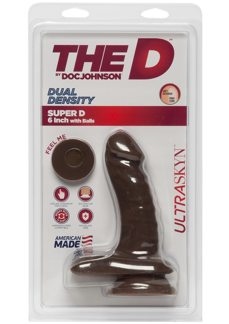 The D by Doc Johnson Super D Dual Density Dildo with Balls