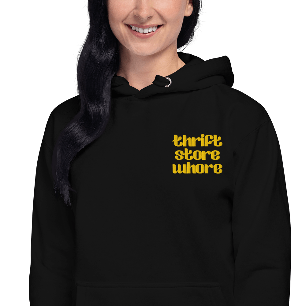 Thrift Store Whore Embroidered Hoodie