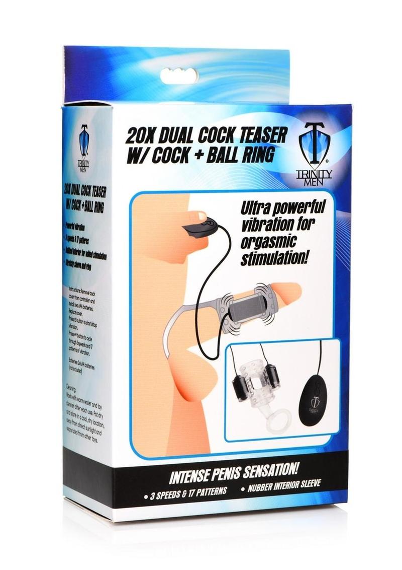 Trinity Men 20X Dual Cock Teaser with Cock And Ball Ring