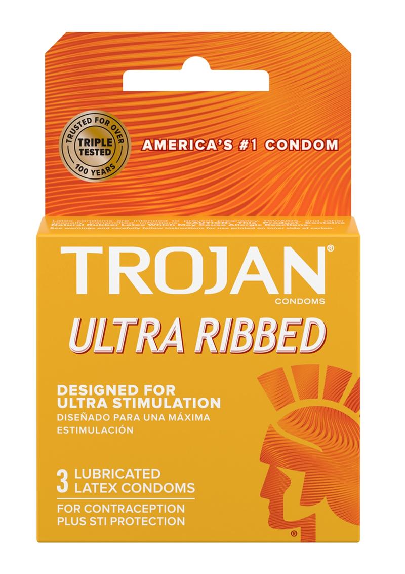 Trojan Ultra Ribbed Condoms 3 Pack Lubricated