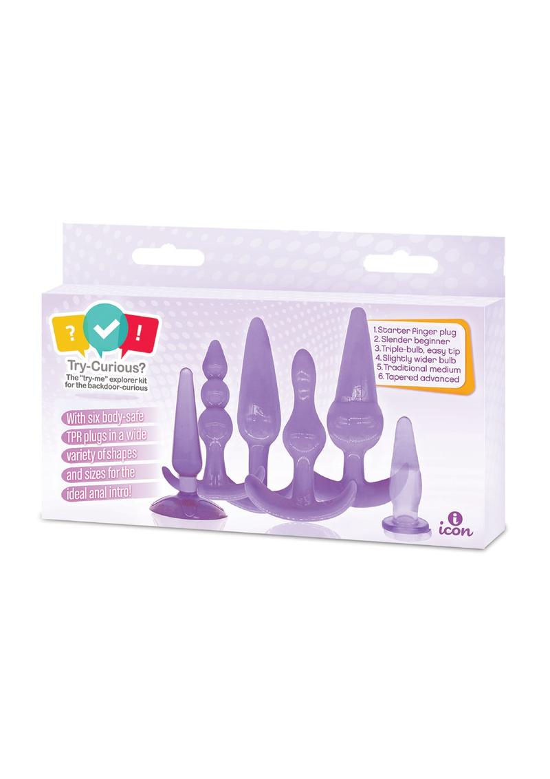 Try-Curious Anal Plug Kit 5 Body-Safe TPR Plugs and Beads